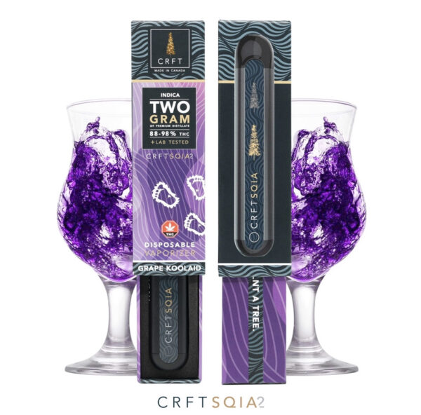 Grape Koolaid (indica) CRFT Sqia 2 GRAM!!! Disposable Vape Pen